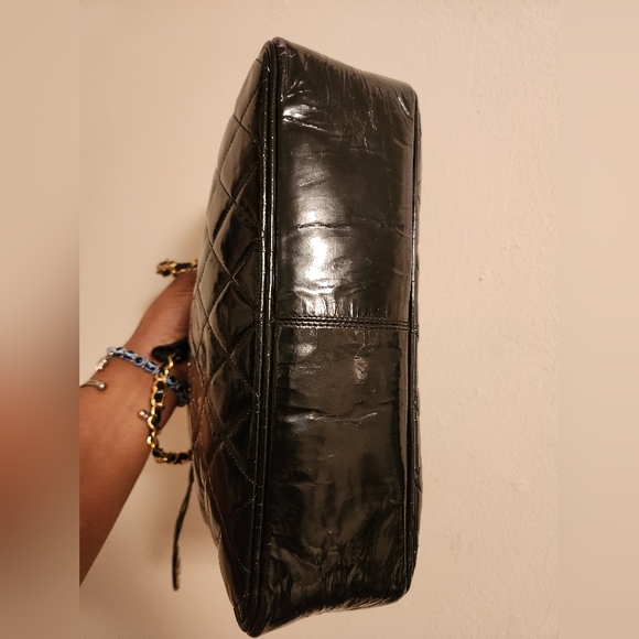 COA Vintage Black Quilted Patent Leather Chanel Tote. - Picture 16 of 16